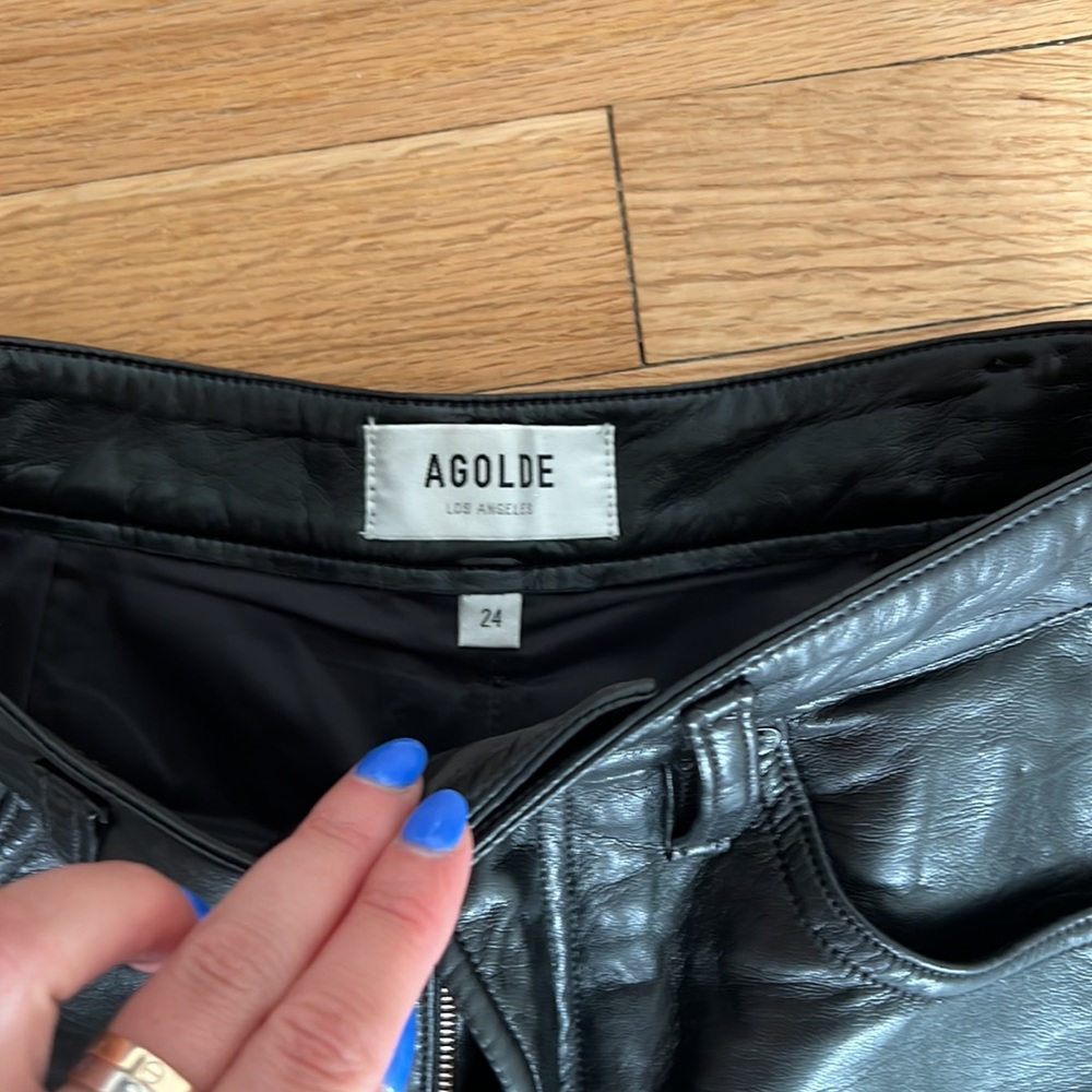 Agolde High Waist Leather Shorts - Picture 3 of 6